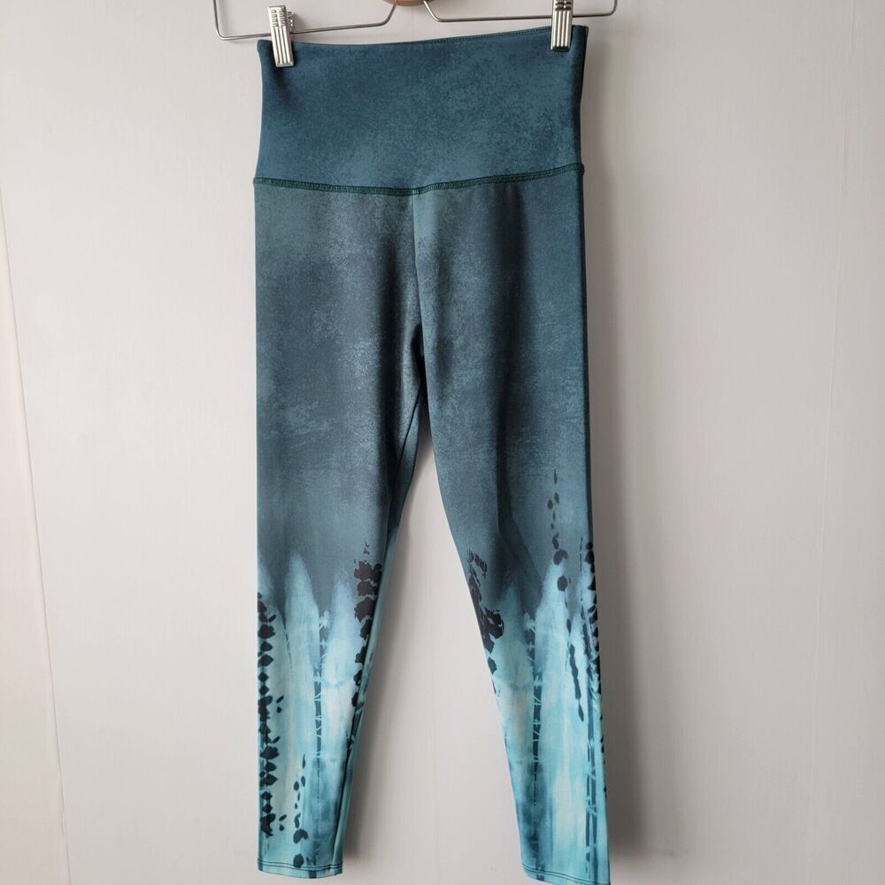 Onzie Flow Tie Dye Blue Ocean Ombre High Rise Midi Leggings size XS